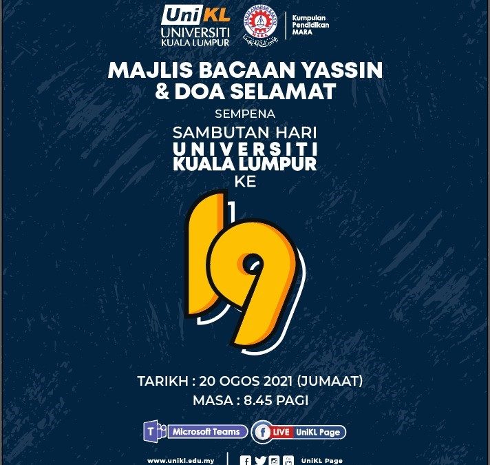 Majlis Bacaan Yassin Dan Doa Selamat sempena Sambutan Hari Universiti Kuala Lumpur ke-19