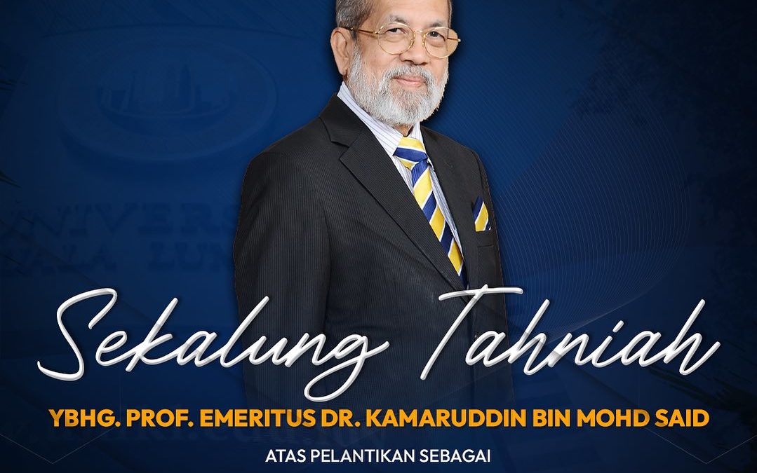 Sekalung tahniah diucapkan kepada YBhg. Prof. Emeritus Dr. Kamaruddin bin Mohd Said